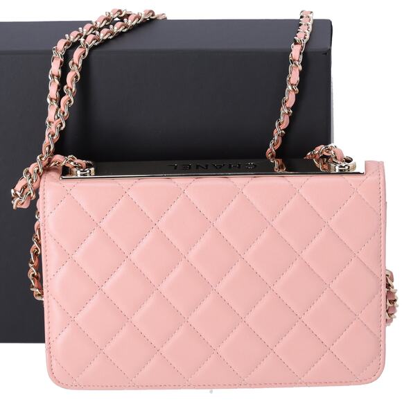 CHANEL Matelasse Trendy CC WOC Wallet on Chain Pink Lambskin - Picture 8 of 9